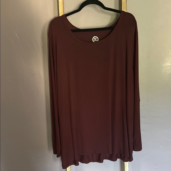 Maurices Deep Burgundy 24/7 Long Sleeve Tunic Tee - Picture 1 of 3